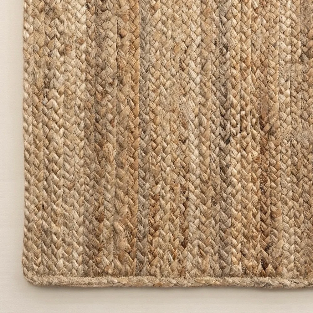 NEW West Elm XL Tan Boho Jute Woven Fiber Indoor Natural Area Rug Carpet 5' x 8'